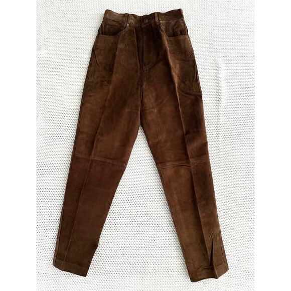 Contrasts Vintage Deadstock Brown Leather High Rise Straight Leg Pants 11 Korea - Picture 3 of 9